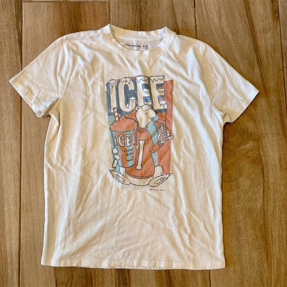 Abercrombie Kids T-Shirt Boys 14-15 White ICEE Polar Bear Graphic Tee